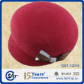 cute red pure wool beret equestrian cap with bowtie